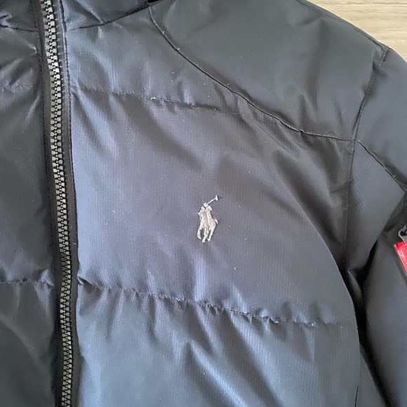 Mens Ralph Lauren Black Puffer Jacket with Red Accent Size L - Picture 4 of 6